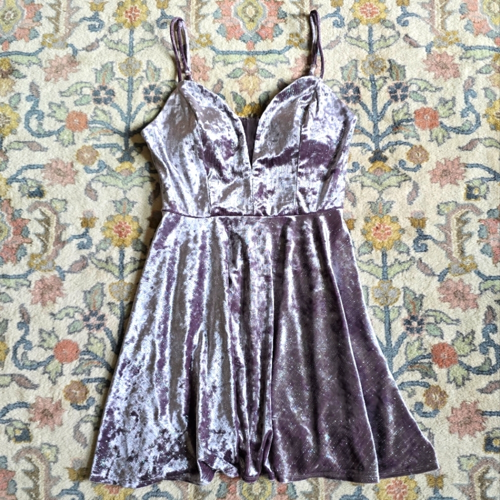 Speechless Silver Gray Glitter Velvet Mini Dress Women's Size 9